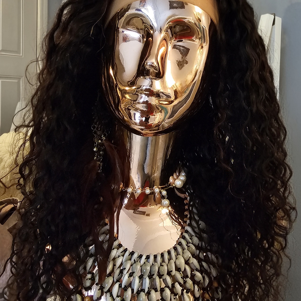 BEAUTIFUL LACE FRONT deep Wavy. 100% Human Hair...very Dark Auburn And Dark Brow